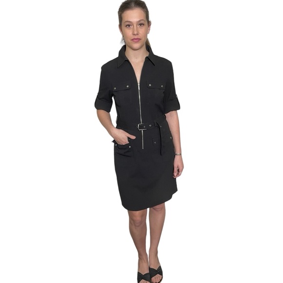 Michael Kors Women’s Black Dress -Casual Short Sleeves w/ Silver Details -Size M - Picture 3 of 15